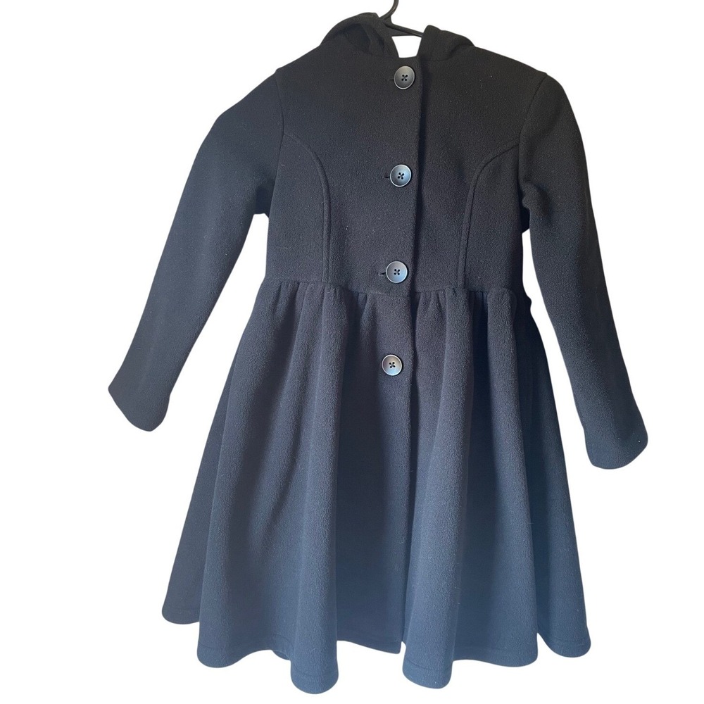 Copper Key Girls Black Fleece Hooded Dress Coat Jacket Size 7/8